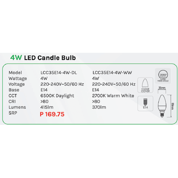 Omni 4W LED Candle Light Bulb E14 Secondary image
