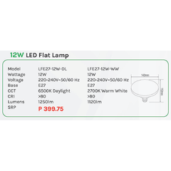 Omni 12W LED Flat Lamp Light - KHM Megatools Corp.