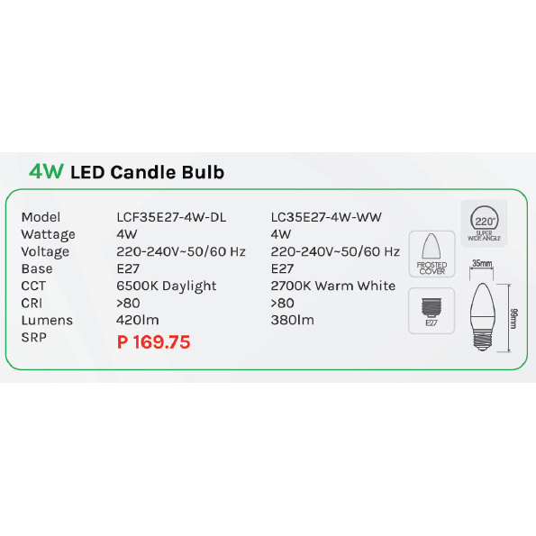 Omni 4W LED Candle Light Bulb E27 Secondary image