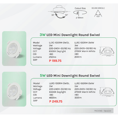 Omni LED Mini Recessed Movable Downlight Round Swivel (3W~5W) - KHM Megatools Corp.