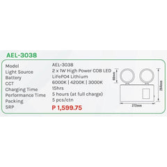 Omni AEL-3038 Automatic Emergency Light - KHM Megatools Corp.