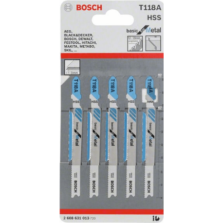 Bosch T118A Jigsaw Blade (Straight Cut 1.5-3mm) Basic for Metal [2608631013] - KHM Megatools Corp. Main image