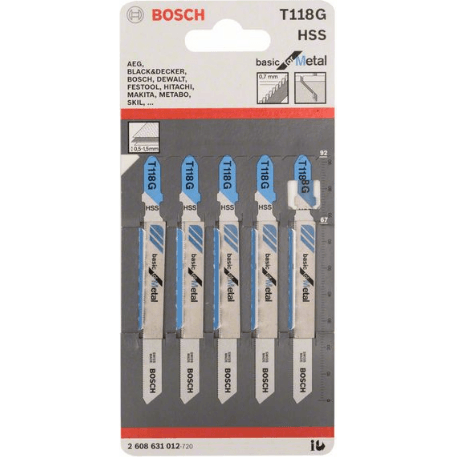 Bosch T118G Jigsaw Blade (Straight Cut 0.2-10mm) Basic for Metal [2608631012] - KHM Megatools Corp. Main image