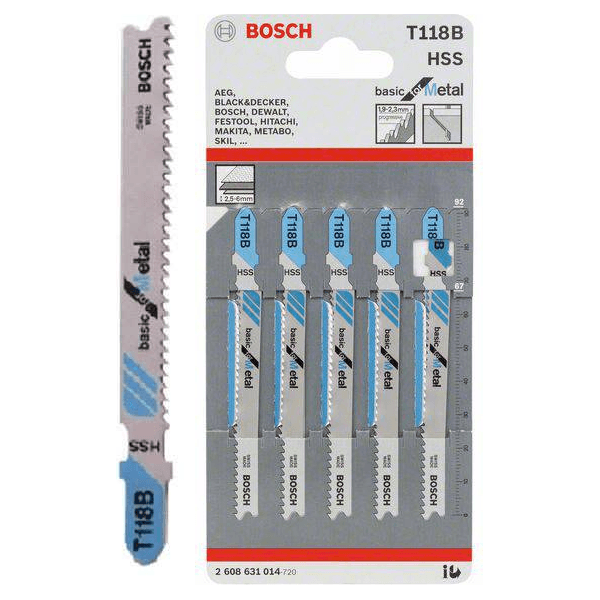 Bosch T118B Jigsaw Blade (Straight Cut 3-6mm) Basic for Metal [2608631014] - KHM Megatools Corp. Main image