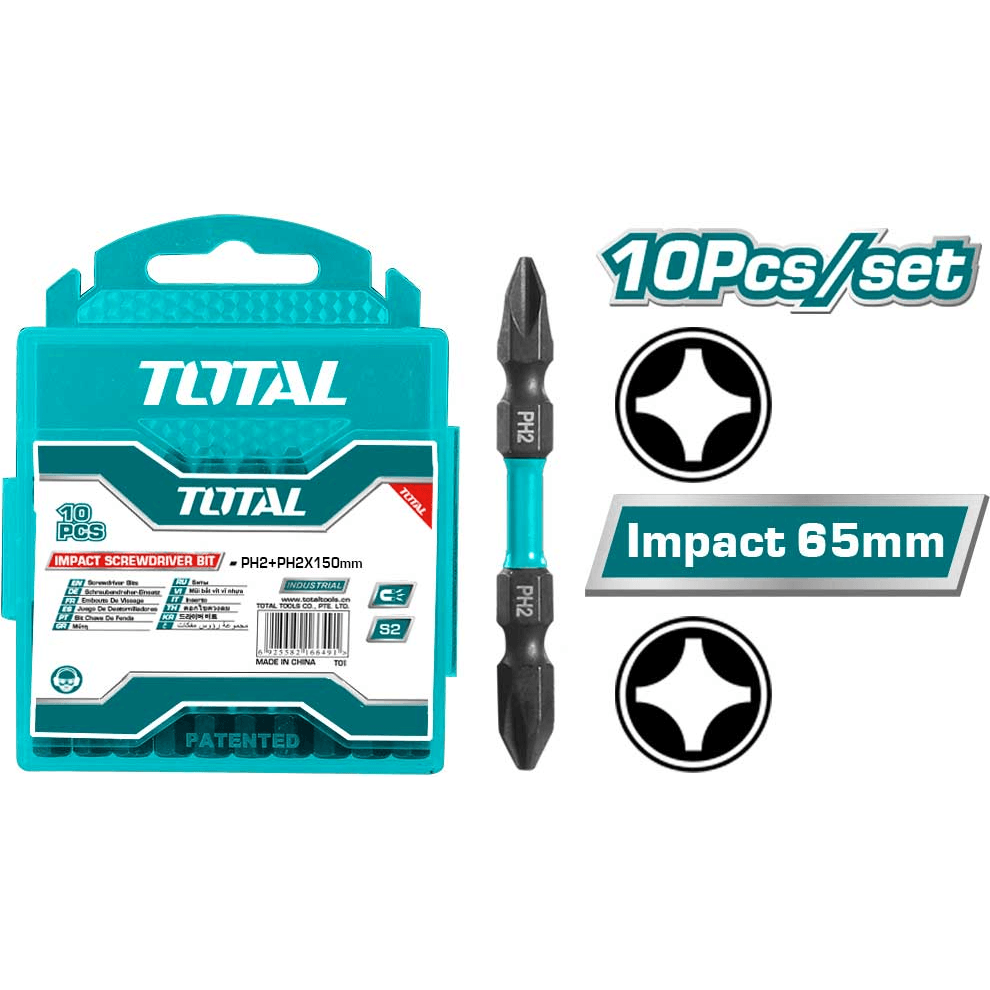 Total TACIM16PH233 10pcs Impact Screwdriver Bit Set 65mm | Total by KHM Megatools Corp. Main image