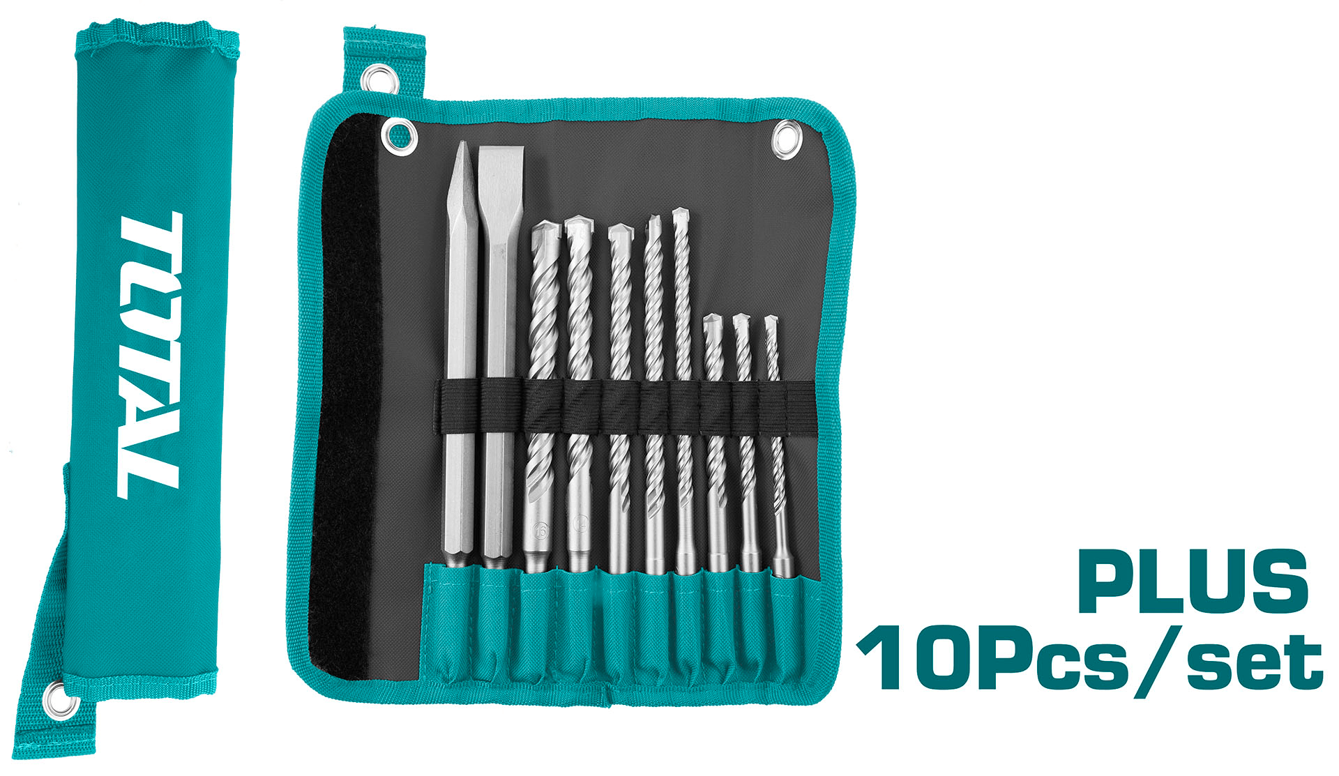 Total TACSD19101 10pcs SDS-plus Chisel and Drill Bits Set | Total by KHM Megatools Corp.