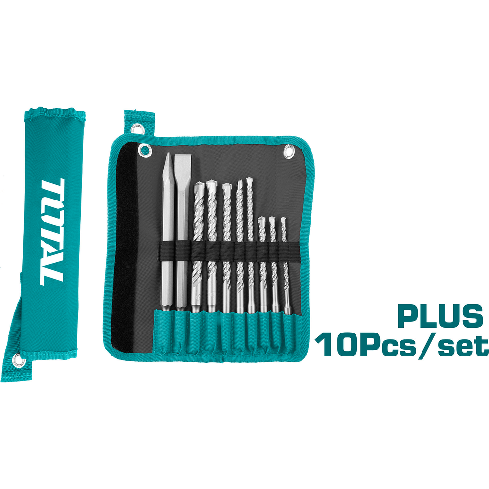 Total TACSD19101 10pcs SDS-plus Chisel and Drill Bits Set | Total by KHM Megatools Corp. Main image