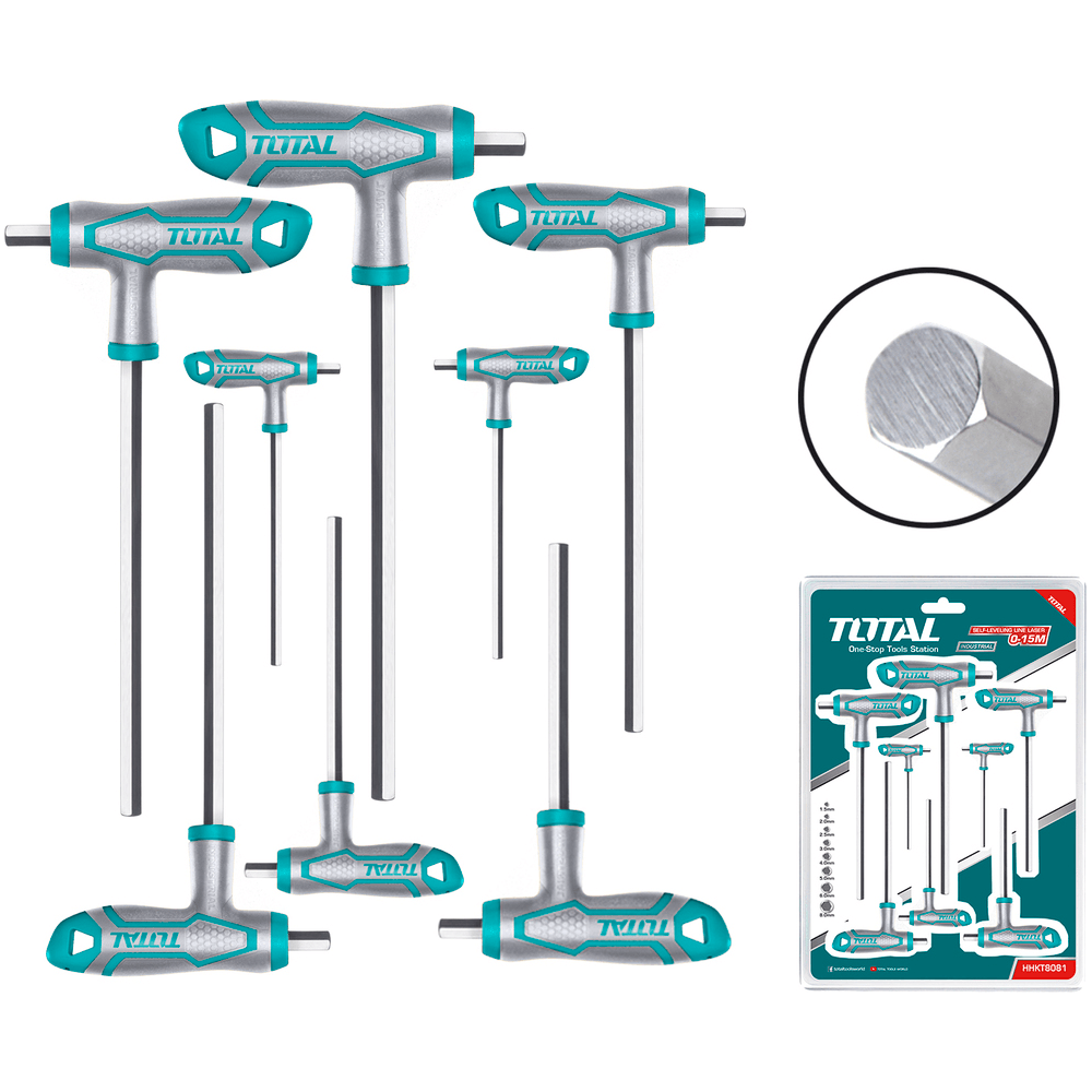 Total THHW8081 8pcs Hex Allen Wrench Set (T-Handle) | Total by KHM Megatools Corp.