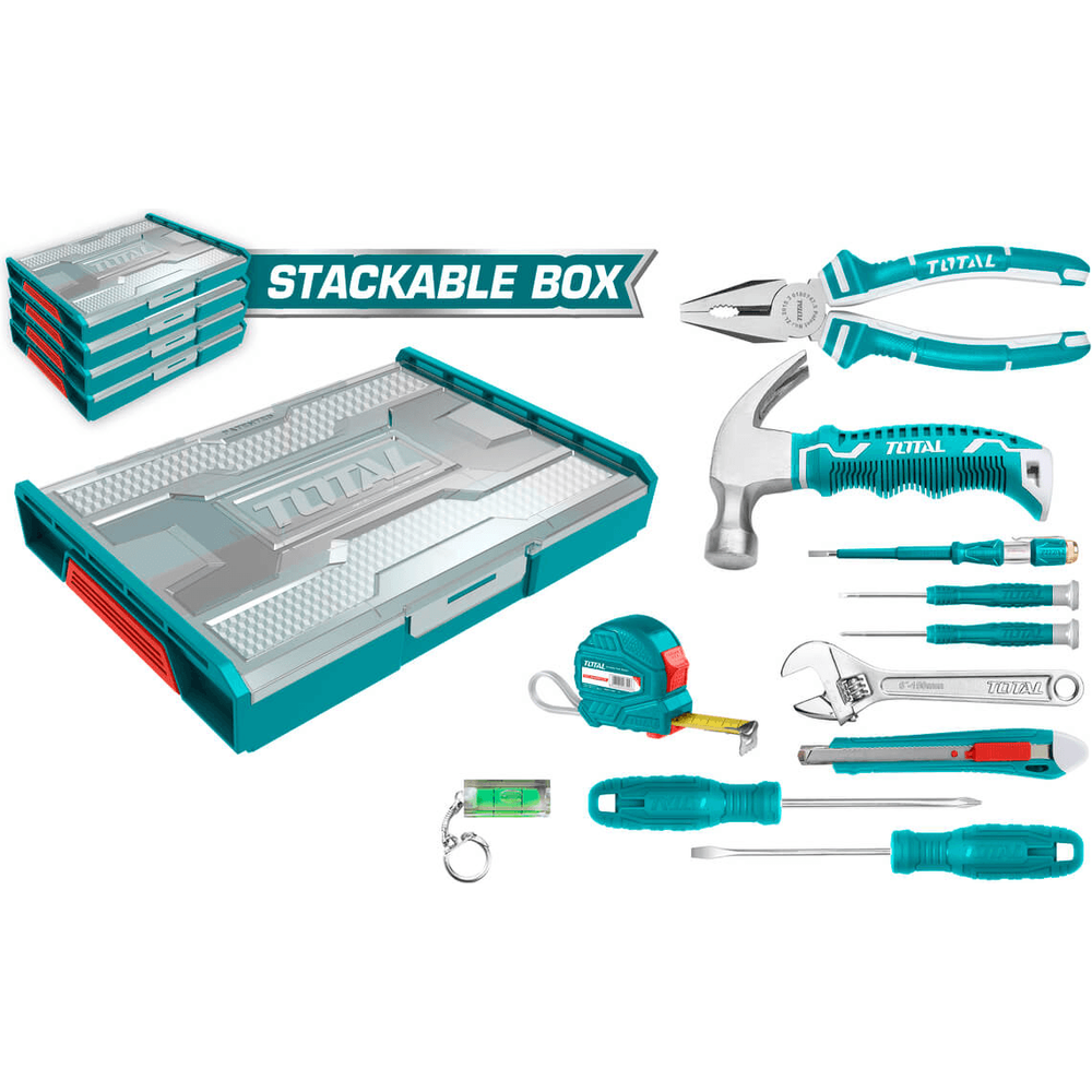 Total THKTV02H111 11pcs Hand Tools Set with Stackable Tool Box | Total by KHM Megatools Corp.