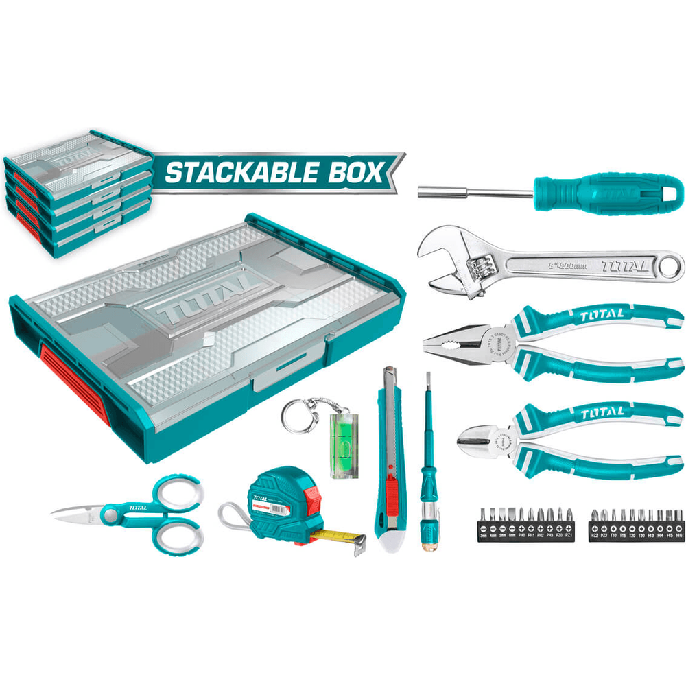 Total THKTV02H291 29pcs Hand Tools Set with Stackable Tool Box | Total by KHM Megatools Corp. Main image