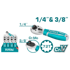 Total THT1061438 Stubby Ratchet Handle 72t 1/4" Dr. - KHM Megatools Corp.