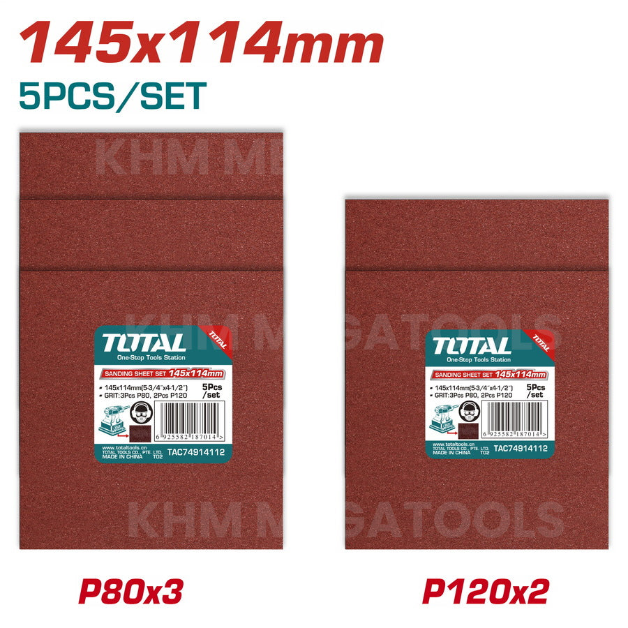 Total TAC74914112 Sanding Sheet 145x114mm (5pcs) - ToolsSavvy.ph