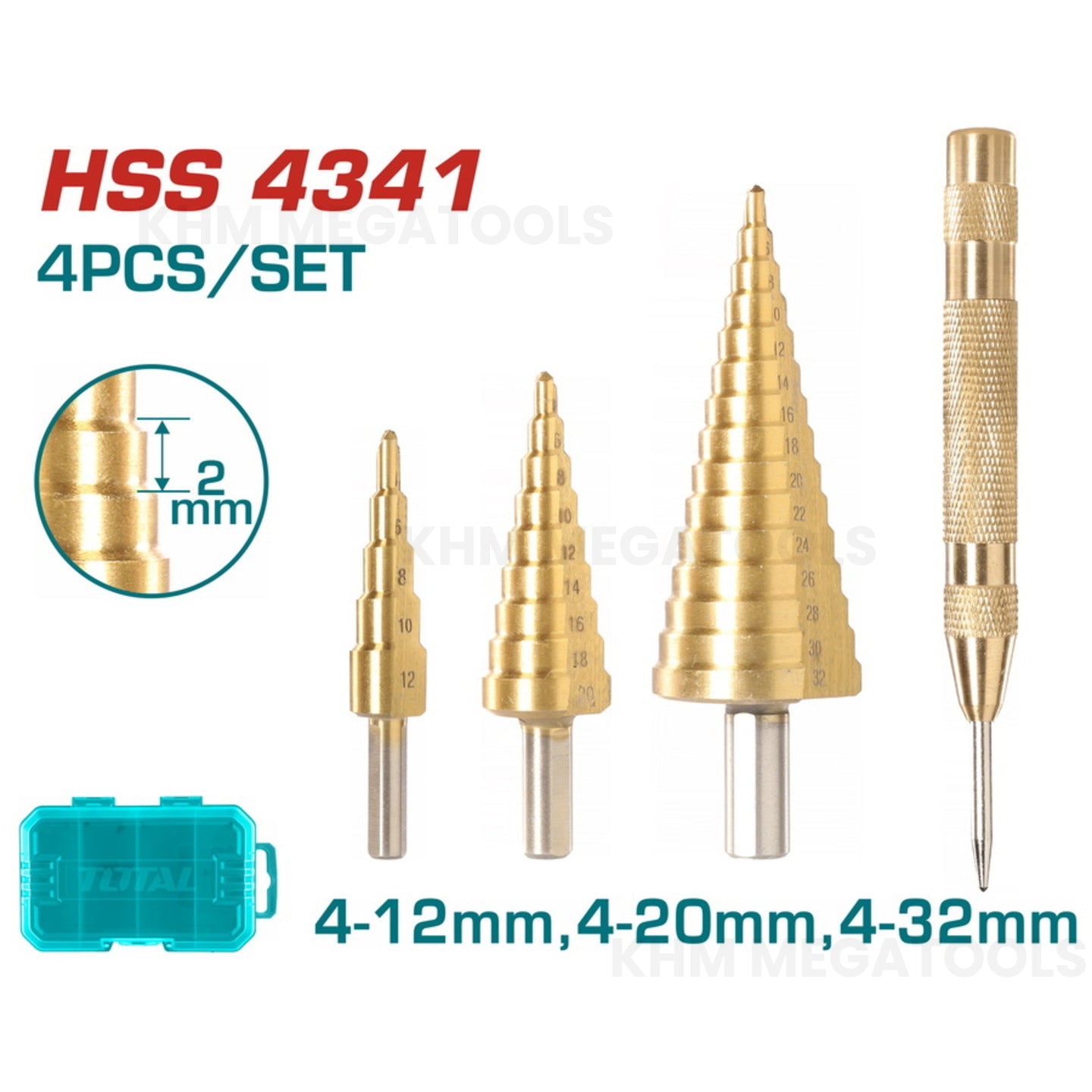 Total TACSD2041 4pcs Step Drill Bit Set - ToolsSavvy.ph Main image