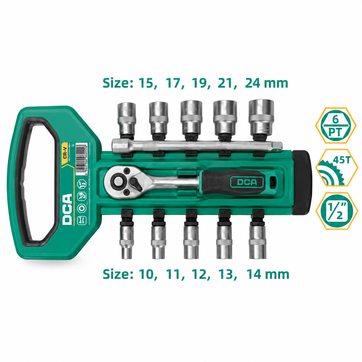 DCA A03E4406 Socket Wrench Set 12Pcs 1/2" Dr. - ToolsSavvy.ph Main image