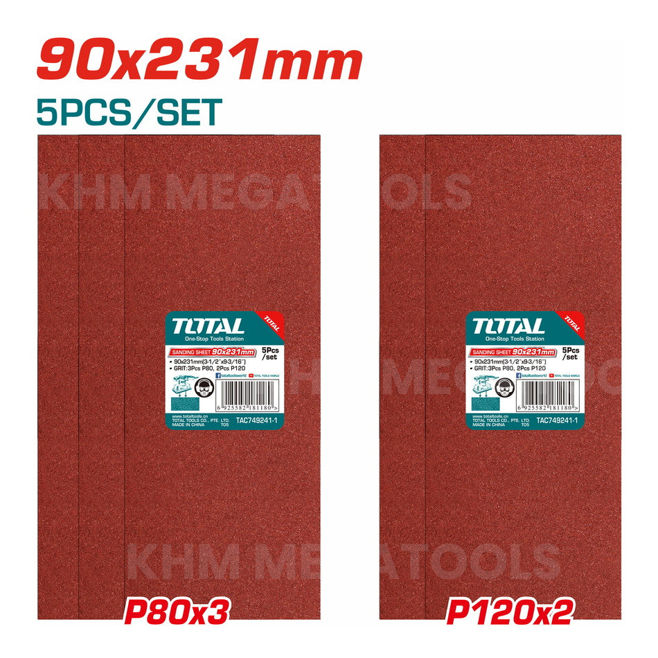 Total TAC749241-1 Sanding Sheet 90x231mm (5pcs) - ToolsSavvy.ph Main image