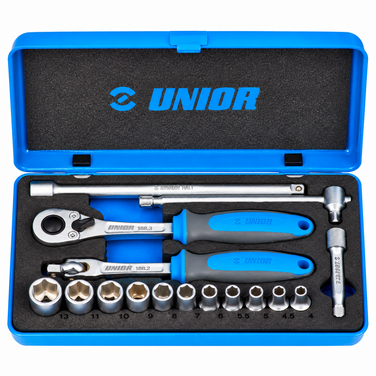 Unior 188BI Socket Wrench Set 1/4" Dr. 4–13mm (16 Pcs/Set)