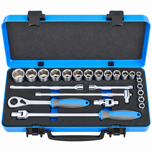 Unior 190BI6P22IN Socket Wrench Set 1/2" Dr. 3/8"–1-1/4" (23 Pcs/Set)
