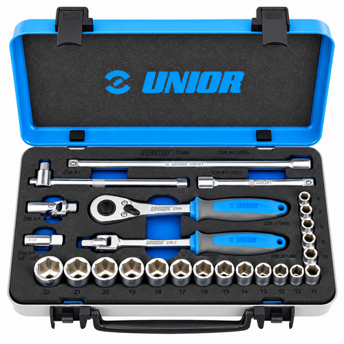 Unior 239A Socket Wrench Set 3/8" Dr. 6–22mm (24 Pcs/Set)
