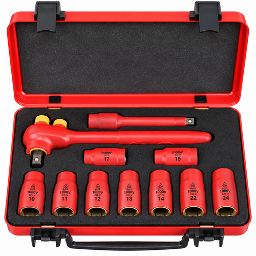 Unior 239VDE6P10 Insulated Socket Wrench Set 3/8" Dr. 1000V (13 Pcs/Set)