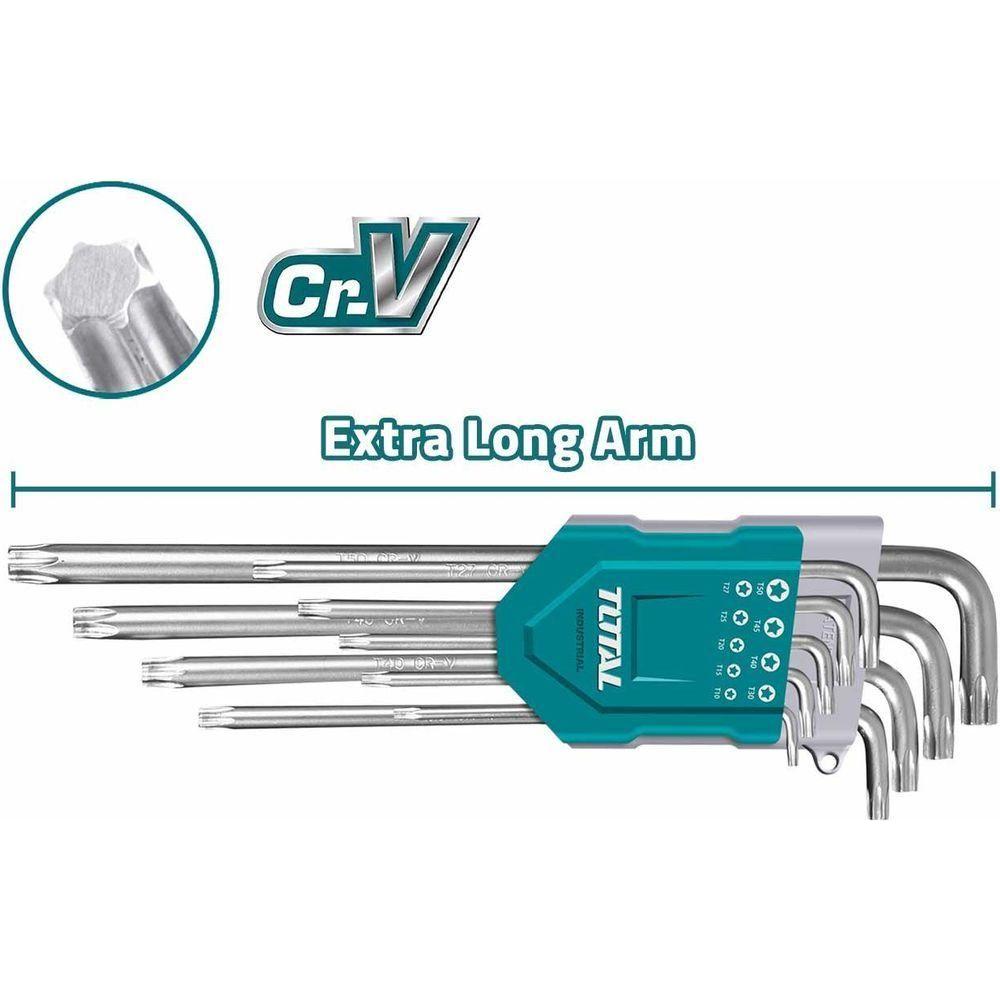 Total THT106391 9pcs Torx Allen Wrench Key Set Extra Long Arm - KHM Megatools Corp. Main image