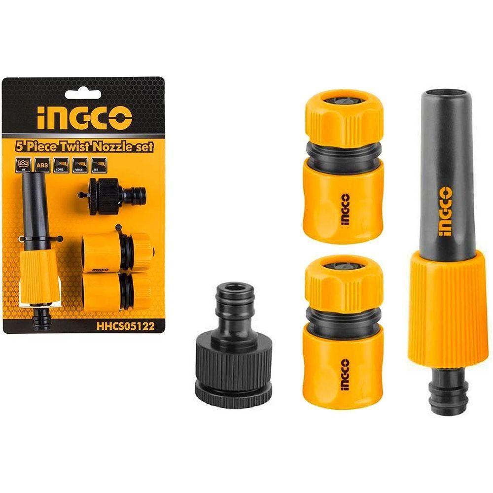 Ingco HHCS05122 5pcs Twist Nozzle Hose Connector Set - KHM Megatools Corp. Main image
