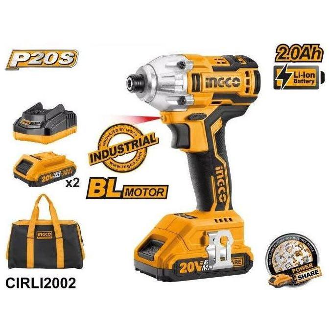 Ingco CIRLI2002 20V Cordless Li-Ion Impact Driver 20V BL Motor - KHM Megatools Corp.