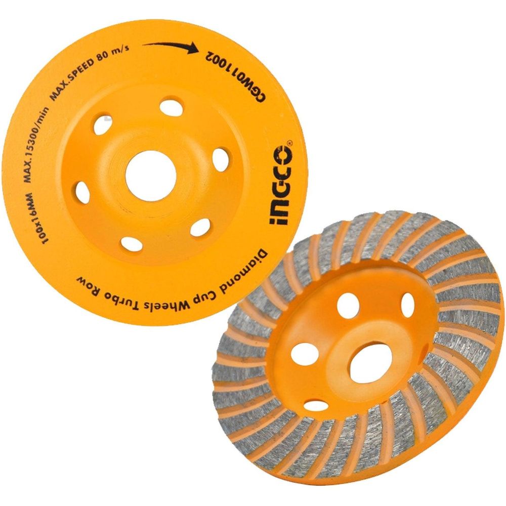 Ingco CGW011002 Segmented Turbo Cup Diamond Cup Wheel 4" - KHM Megatools Corp.