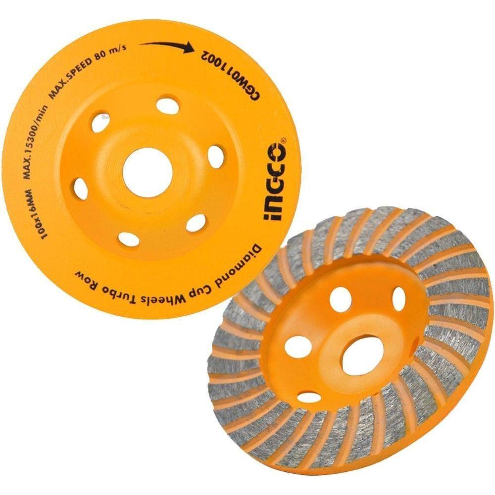 Ingco CGW011002 Segmented Turbo Cup Diamond Cup Wheel 4" - KHM Megatools Corp. Main image