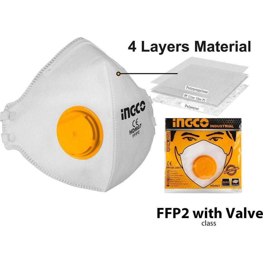 Ingco HDM07 Dust Mask with Valve (4 Layer Material) - KHM Megatools Corp. Main image