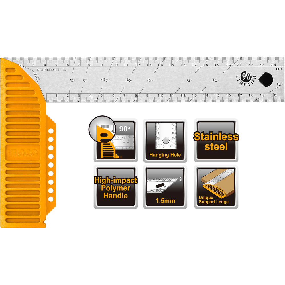 Ingco HAS123002 Angle Square Measure 12" - KHM Megatools Corp. Main image