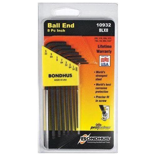 Bondhus 10932 (BLX8) PG 8pcs Balldriver Tip Allen Wrench Key set 0.050-5/32" (long) | Bondhus by KHM Megatools Corp. Main image