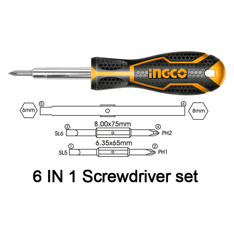 Ingco AKISD0608 6in1 Screwdriver Set - KHM Megatools Corp.