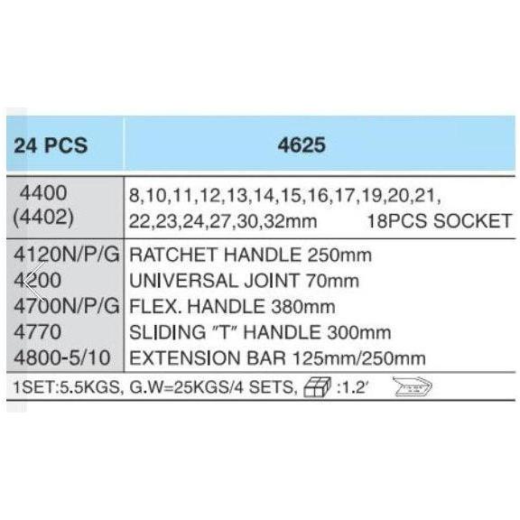 Hans 4625 1/2" Drive 25pcs Impact Socket Wrench Set Secondary image
