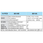Hans 8614 1" Drive 14pcs Socket Wrench Set | Hans by KHM Megatools Corp.