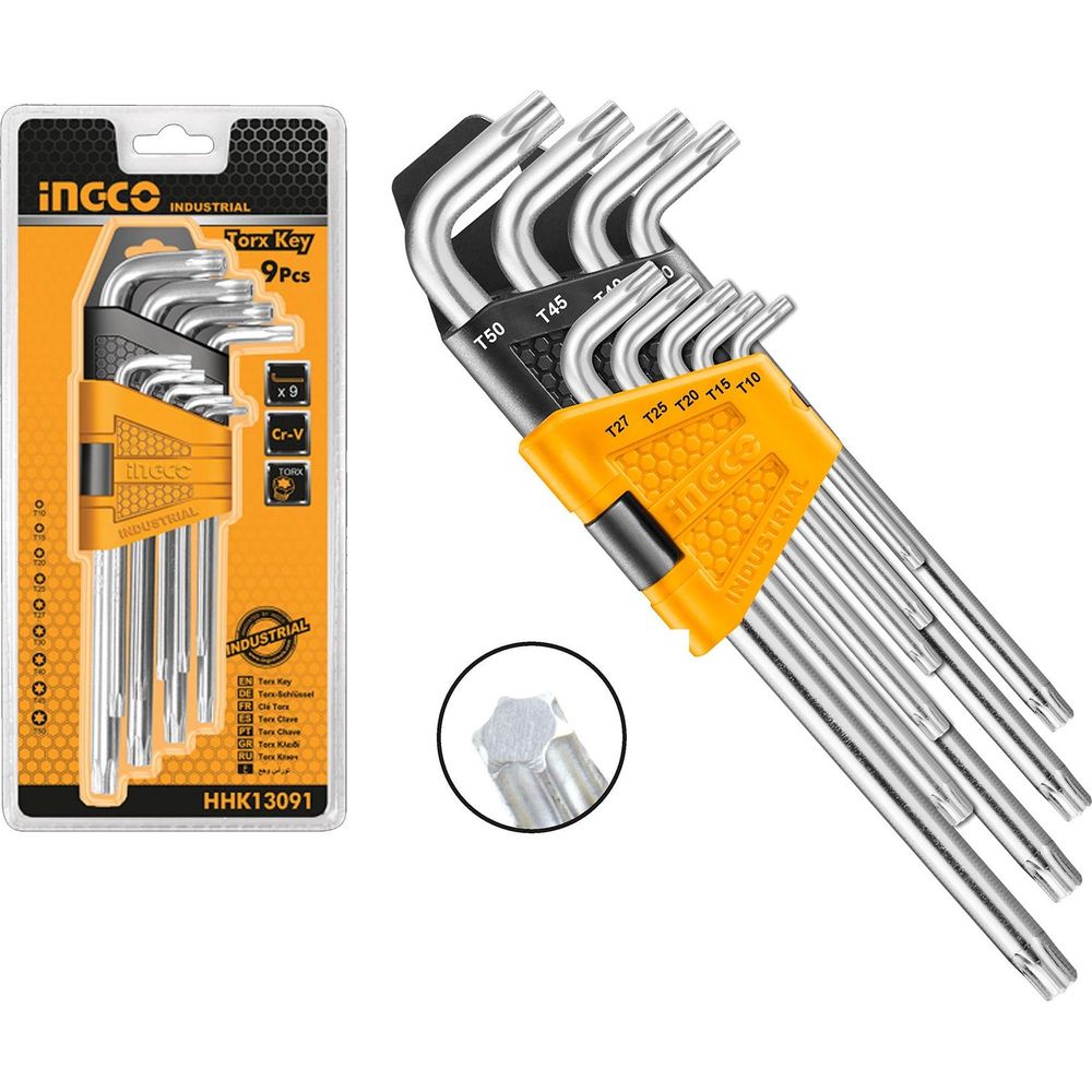 Ingco HHK13091 9pcs Torx Key Allen Wrench Set (Long Arm) - KHM Megatools Corp.