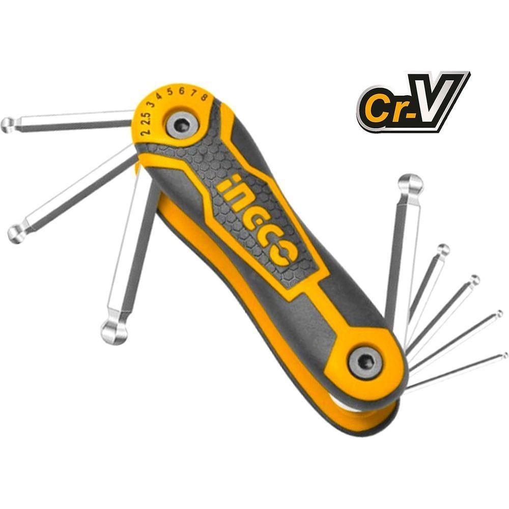 Ingco HHK14082 8pcs Foldable Ball point Hex Allen Key Wrench Set - KHM Megatools Corp. Main image