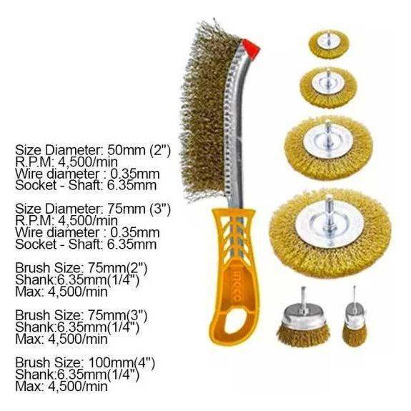 Ingco WB10071 7pcs Wire Brush Set Secondary image