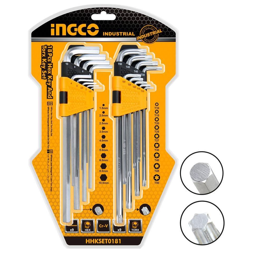 Ingco HHKSET0181 18pcs Hex Allen Key Wrench and Torx Key Set - KHM Megatools Corp.