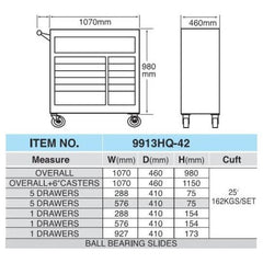 Hans 9913HQ-42 Tool Cabinet 13 Drawers | Hans by KHM Megatools Corp.