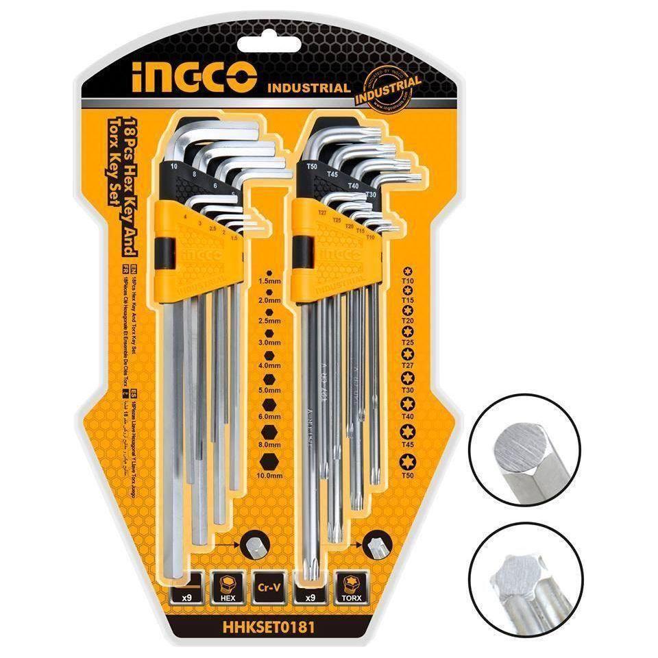 Ingco HHKSET0181 18pcs Hex Allen Key Wrench and Torx Key Set - KHM Megatools Corp. Main image