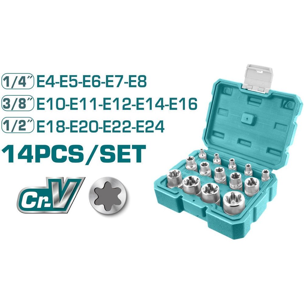 Total THKTETS0114 14pcs Socket Wrench Set 12pts | Total by KHM Megatools Corp.