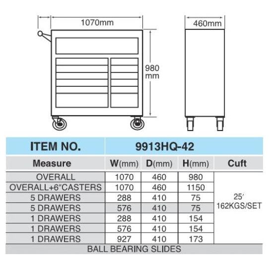 Hans 9913HQ-42 Tool Cabinet 13 Drawers 42" Secondary image