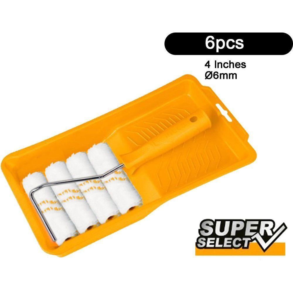 Ingco HKTCB061004 6 in 1 Cylinder Paint Roller with Tray Set 4" (Micro Fibre) [SS] - KHM Megatools Corp. Main image