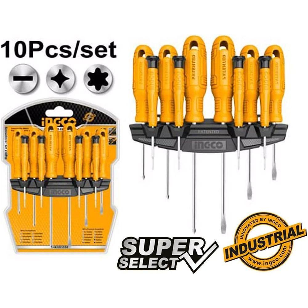 Ingco HKSD1058 10pcs Screwdriver & Precision Screwdriver Set (SS) - KHM Megatools Corp. Main image