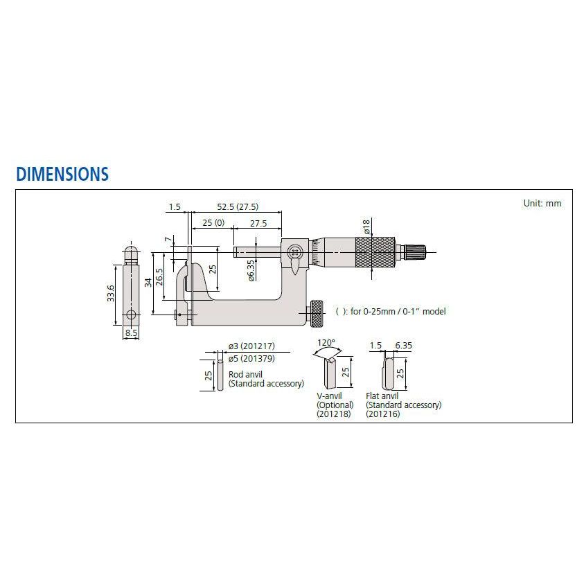 Mitutoyo "Uni-Mike" Uni Micrometer, Series 117, (interchangeable anvil) | Mitutoyo by KHM Megatools Corp.