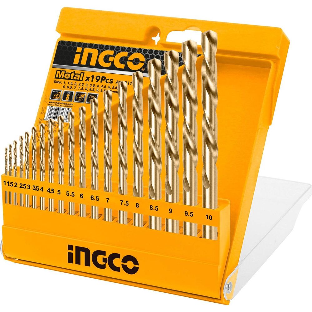 Ingco AKDB1195 19pcs Cobalt HSS Drill Bit Set - KHM Megatools Corp. Main image