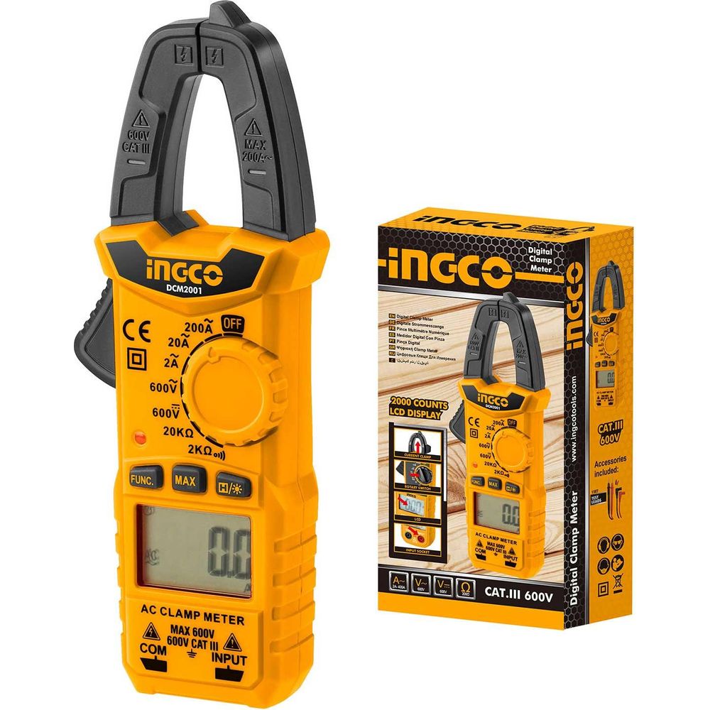 Ingco DCM2001 Digital AC Clamp Meter 600 Amps (SS) - KHM Megatools Corp.