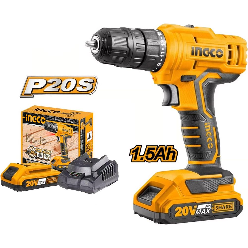 Ingco CDLI20011 20V Cordless Li-Ion Cordless Drill 20V SS - KHM Megatools Corp.