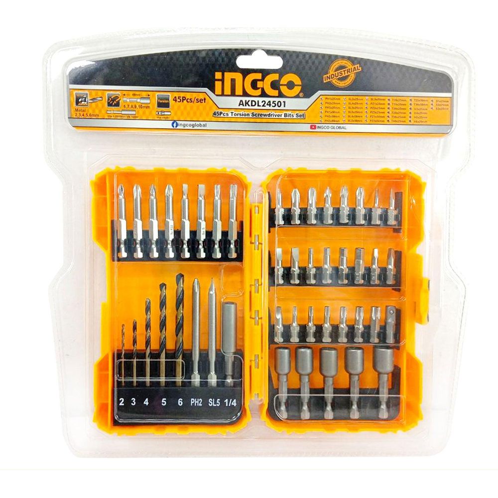 Ingco AKDL24501 45pcs Torsion Screwdriver Bit Set - KHM Megatools Corp.