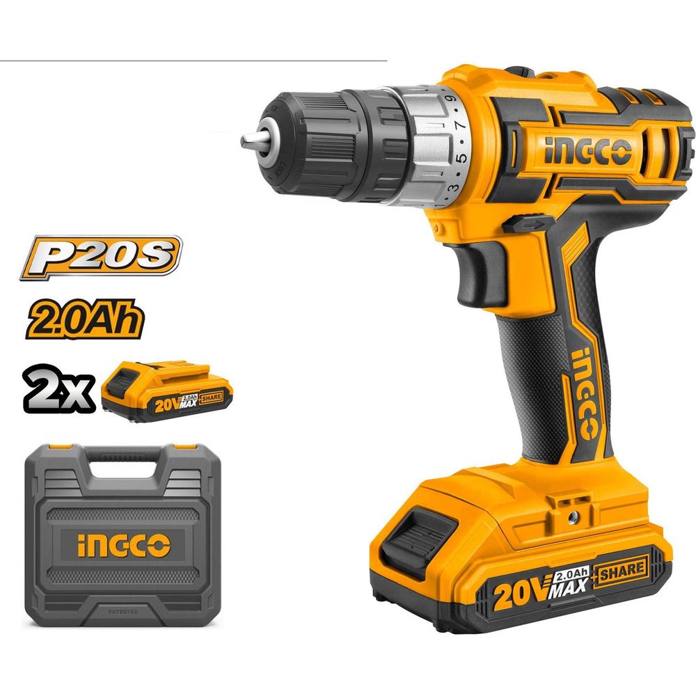 Ingco CDLI200215 20V Cordless Li-Ion Cordless Drill 20V SS - KHM Megatools Corp.